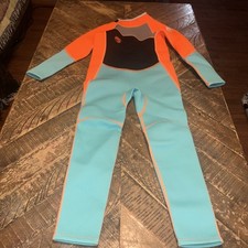 SCUBA DONKEY Youth Size 12 Wetsuit Neoprene Black/Orange/Aqua NEW NWT