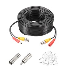 BNC Video Power Cable 20m/66ft All-in-One Security Camera Wire 1 Set Black
