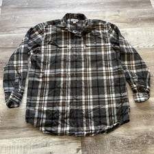 Carhartt Men's Adult XL Button Shirt Long Sleeve Plaid Gray Heavy Flannel XLARGE