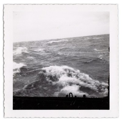 Rough Sea from Ship Deck - 1950s Snapshot - Choppy Ocean Waves - White Water