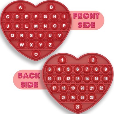 Cute Heart-Shaped Pop Bubble Toy with Letters & Numbers - Kids' Stress Reliever