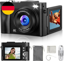 Digitalkamera 4K Kamera Fotokamera 48MP: 3 Zoll 180° Flip-Bildschirm Digital Kam