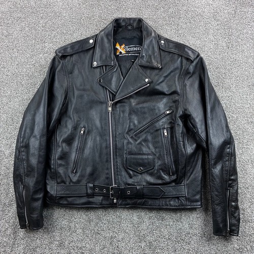 Xelement Motorrad Biker Jacke Herren 50 XL schwarz Leder Jesus Patch - Bild 1 von 8