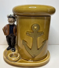 RARE Vintage Ceramic Sailor Pipe Stand and Tobacco Jar Royal Sealy Japan