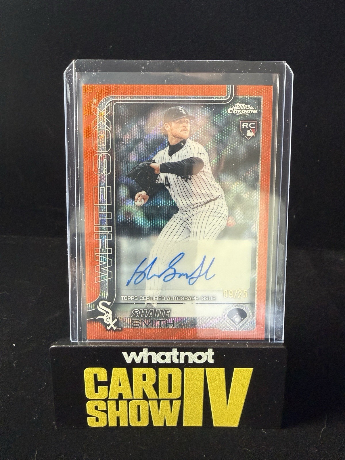 2025 Topps Chrome Update Shane Smith Auto RC Orange Wave Refractor /25 White Sox