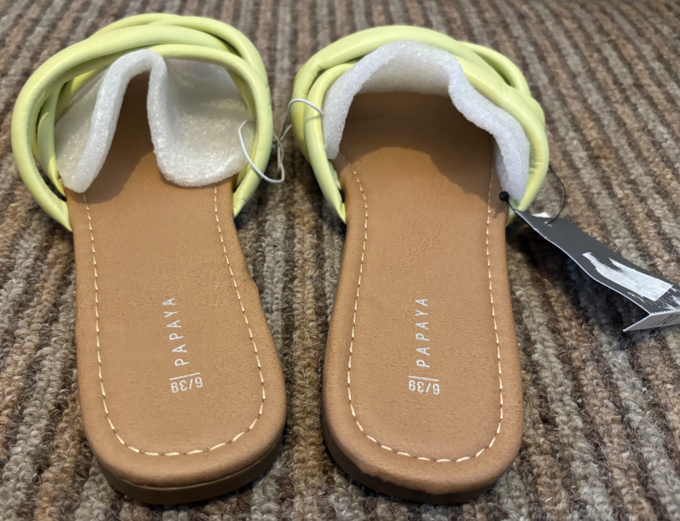 APL Sandali donna Papaya Lime con cinturino mules piatti vacanza punta aperta nuovi con etichette taglia 6 39