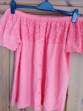 BNWOT coral broderie anglaise bardot top size 18