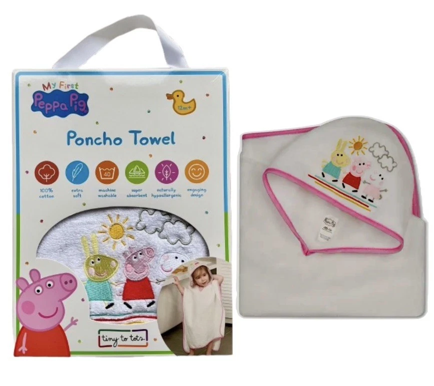 My First Peppa Pig Poncho Towel Hooded 100% Cotton - BRAND NEW - Image 2 of 4