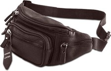 Fanny Pack Waist Bag Multifunction Genuine Leather Hip Bum Bag Travel Pouch f