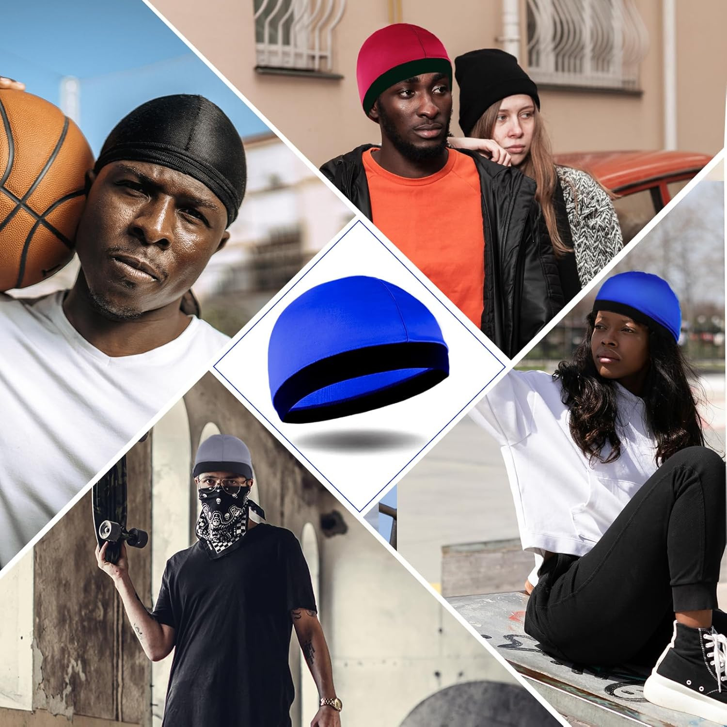 4Pcs Silk Wave Cap Set for Men - Satin Durag, Soft Breathable Stain Caps for Sle