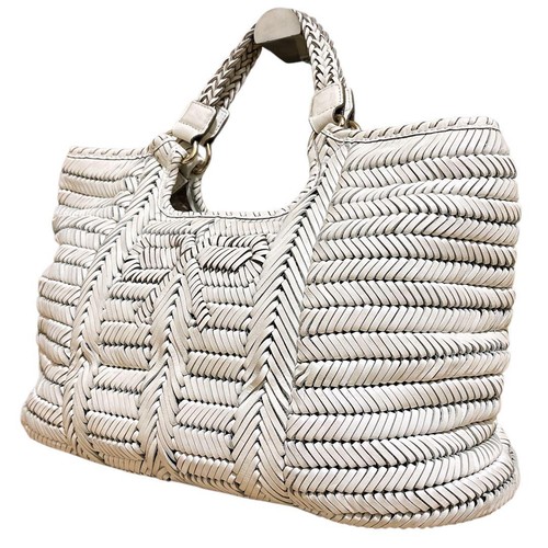 Anya Hindmarch Neeson Braided Leather Tote Bag Shoulder Bag Ribbon White - Bild 11 von 24