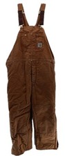 Carhartt Overalls Mens 42x32 Brown Canvas Quilt Lined Double Knee Outdoor Work