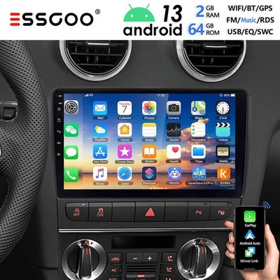 9'' 64G Android 13 Autoradio Für Audi A3 S3 RS3 8V 8P Apple Carplay Navi WIFI RDS