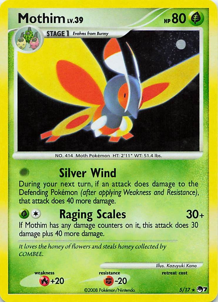 Mothim 5/17 Rare POP Series 7 Pokemon Moderately Played