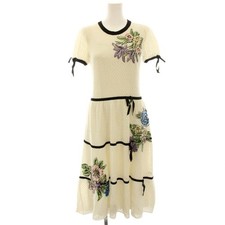 Womens Valenti Red Valenti Flower Embroidery Dress Knit One Piece Short Slee