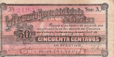 🇲🇽 Mexico Sinaloa 50 Centavos 1914 P-S1024 AUNC Series A – Faded