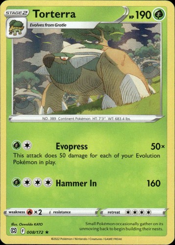 Torterra Brilliant Stars 008/172 Holo Rare Holo Pokémon — English NM