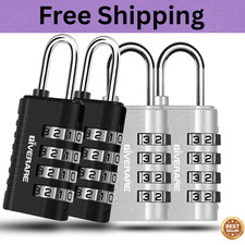 4 Pack Combination Lock, 4-Digit Padlock Keyless, Resettable Metal Luggage Locks