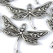 6 Antique Silver Pewter Dragonfly Charms Pendant 16x30mm 