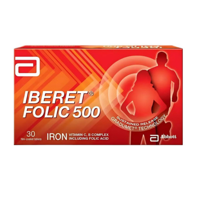 Abbott Iberet Folic 500 30'S Supplement Iron Vitamin C B For Anemia Pregnancy