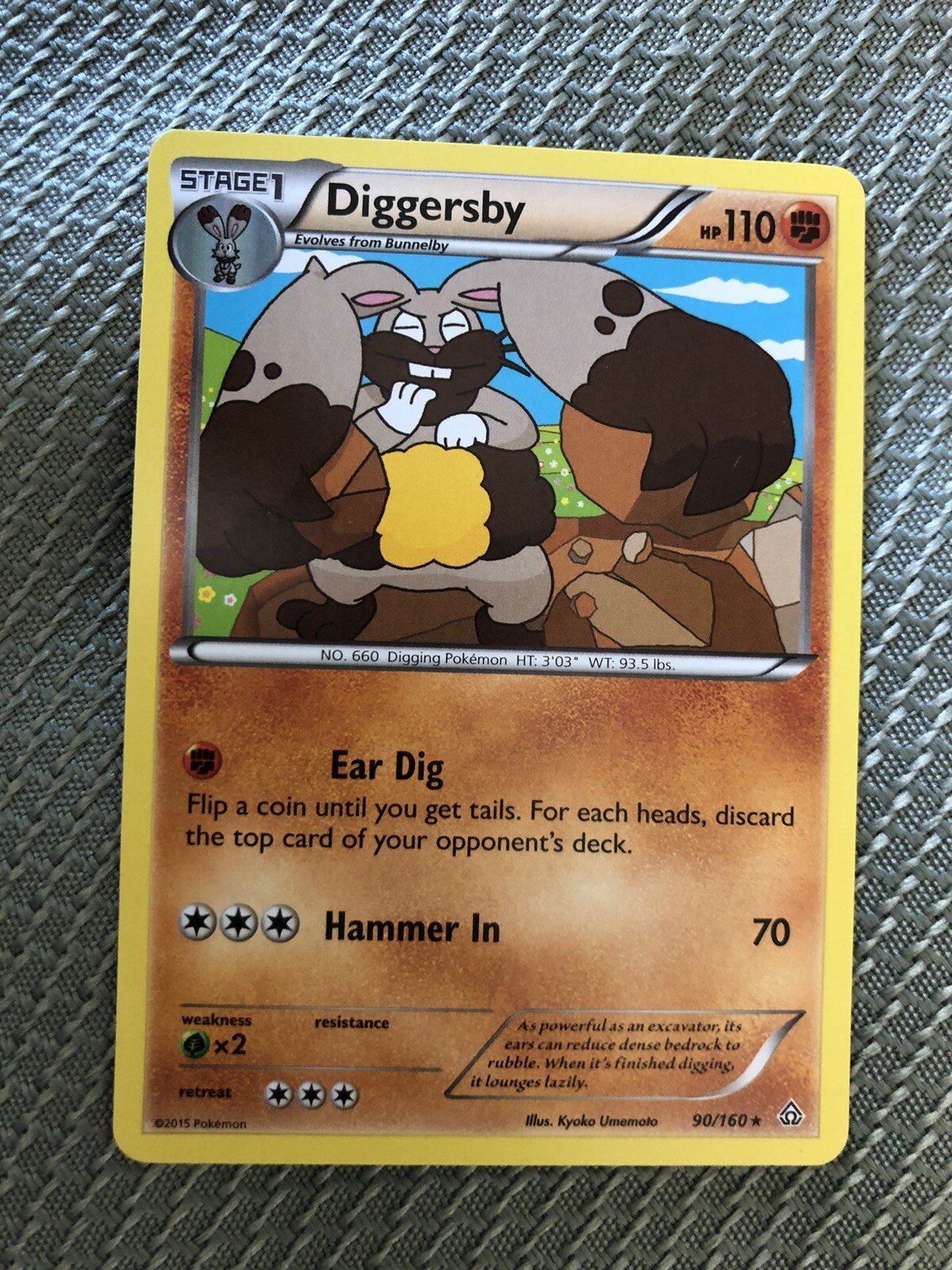 Diggersby 90/160 XY Primal Clash Pokemon Regular Rare NEAR MINT NM