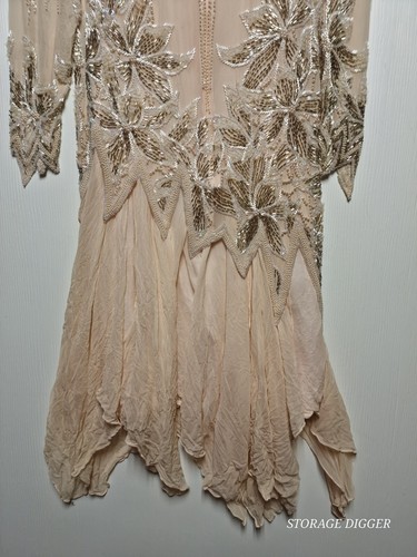 Juego de 2 corbatas negras vintage de Oleg Cassini para mujer 8 beige adornadas florales - Imagen 9 de 17