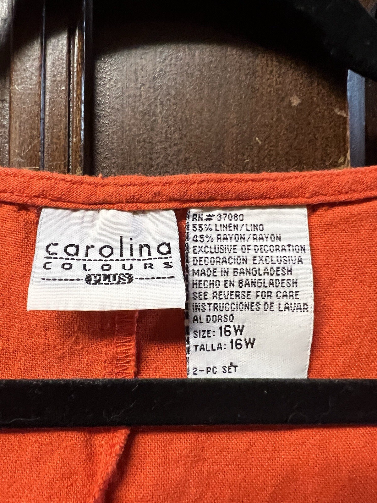 Vtg Y2K Carolina Colours Sheath Dress 2 Pc Sz 16W/Jacket Orange Linen Blend