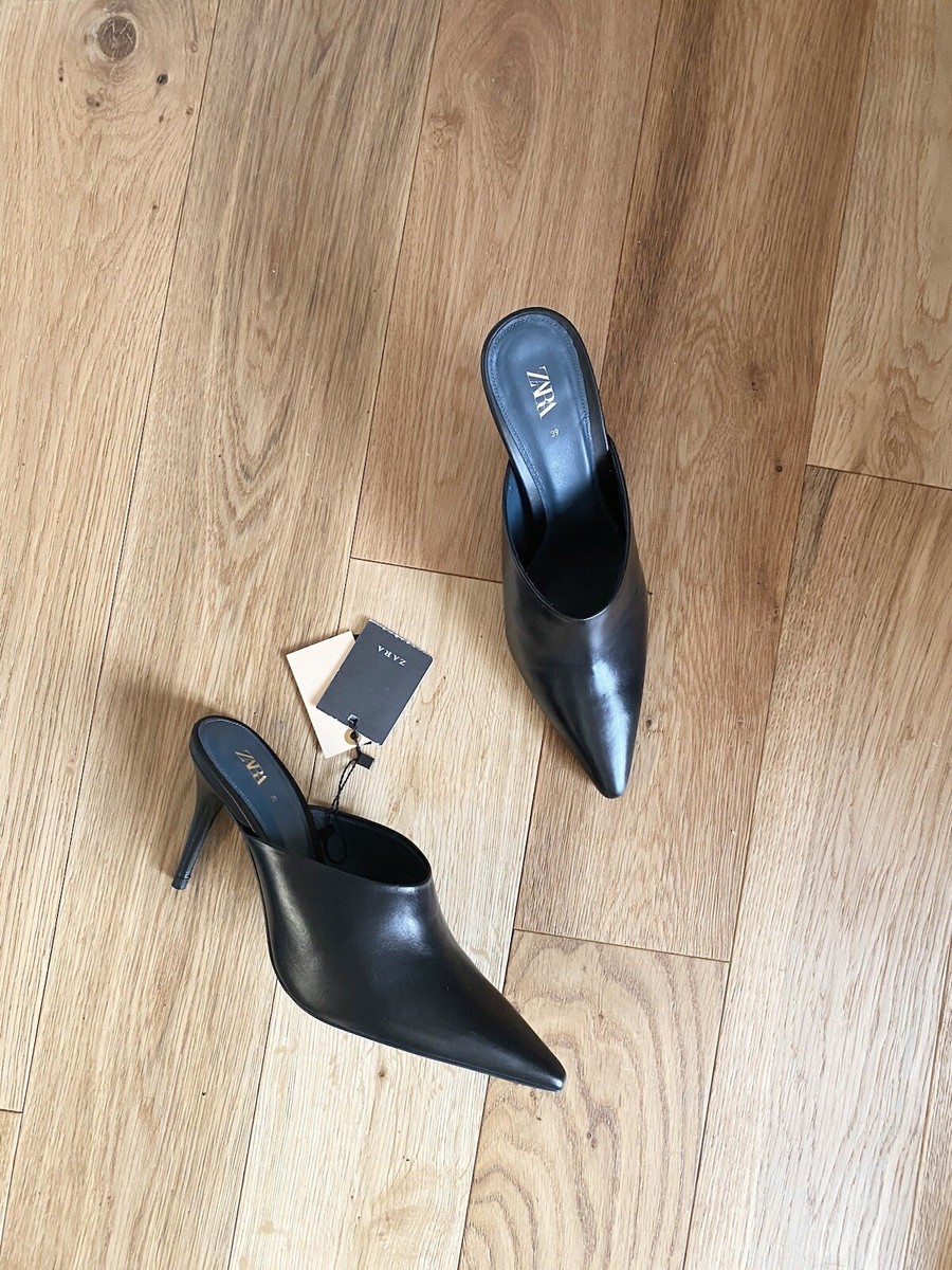 Zara Shoes Zara Black Leather Mules Zara Blue Collection Black