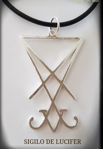Sigilo de Lucifer,sello Satán Iglesia Satán Angel Caido Plata 925 CON CORDON - 第 1/4 張圖片