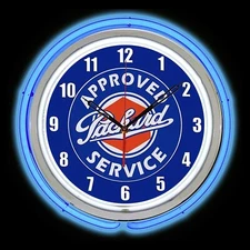 15" Packard Approved Service Sign Blue Double Neon Clock Man Cave Garage Shop