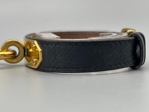 HERMES Kelly Gold Swiss Qz Women's Padlock Watch Black Belt - Picture 9 of 20