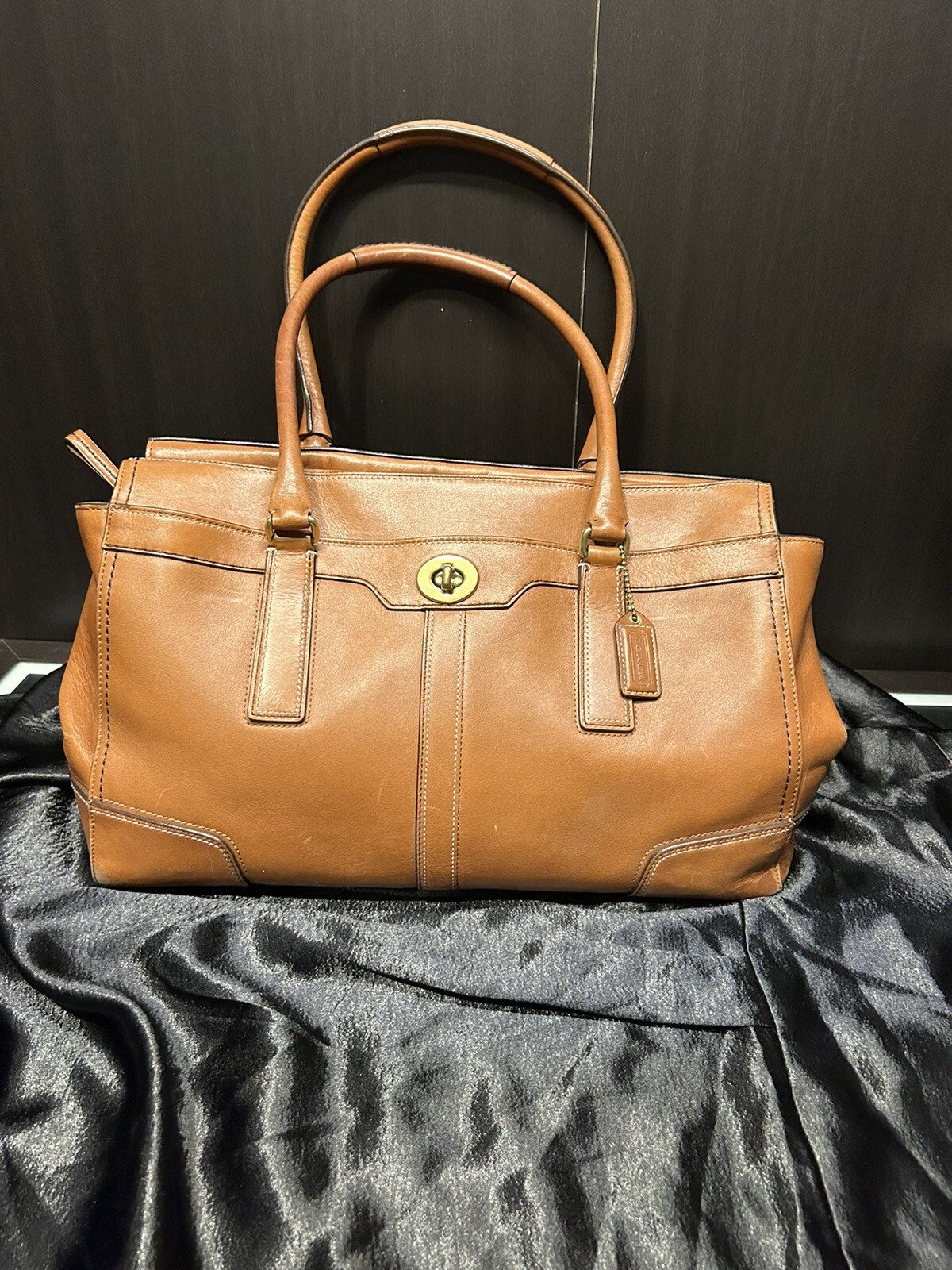Coach Hampton Acorn Leather Carryall Satchel Bag Gem