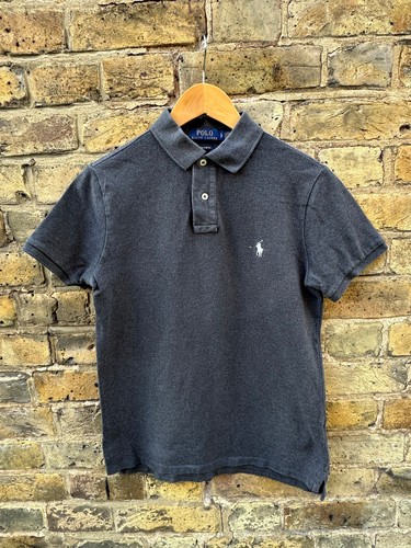 POLO RALPH LAUREN Herren Poloshirt Small Kurzarm Baumwolle Custom Slim Fit Grau