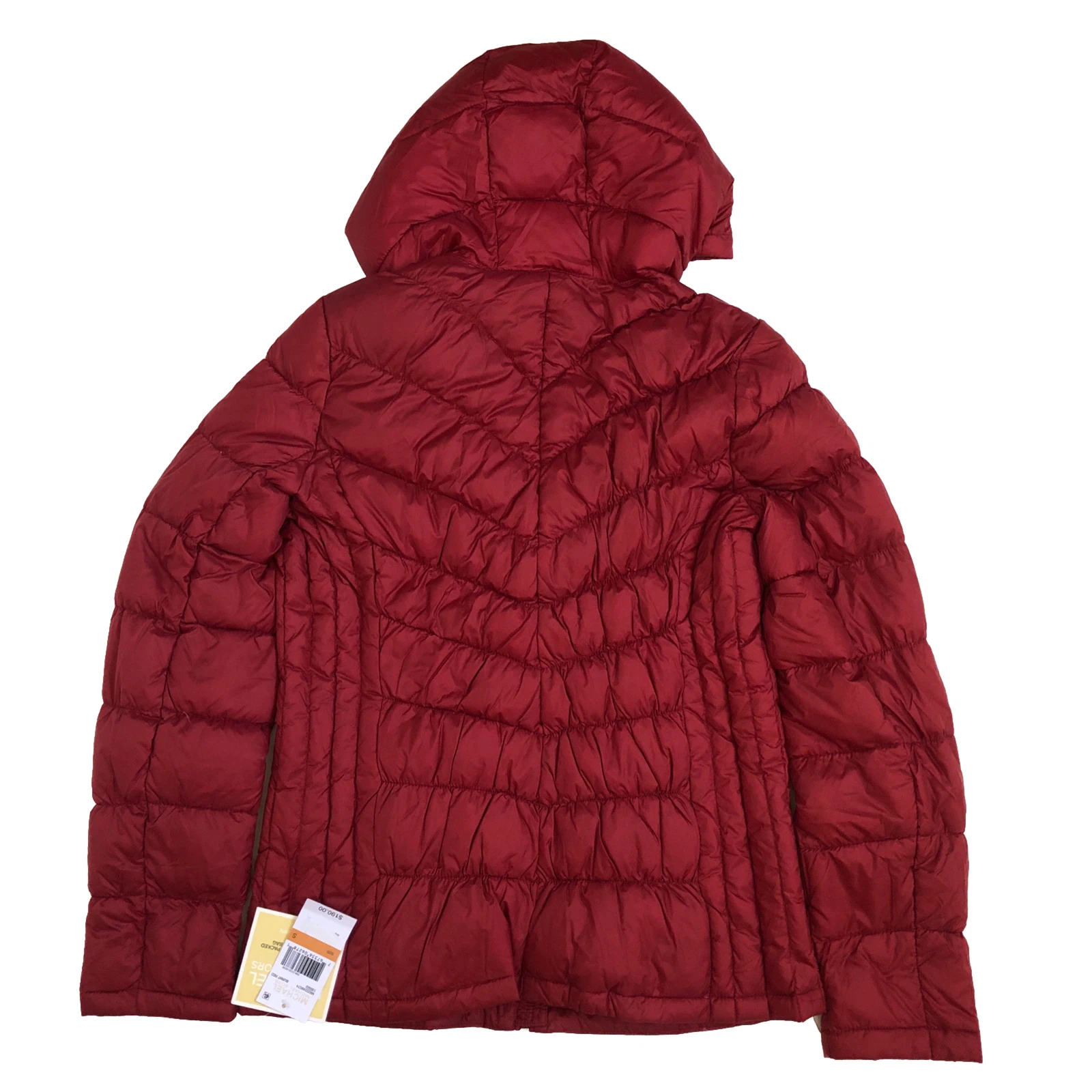 Michael Kors giacca tampone con cappuccio confezionabile rosso bruciato donna trapuntata $190