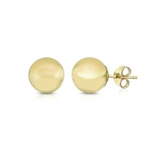 Polished Ball Stud Earrings Round Circle Stud Plain 14k Yellow Gold Push Back
