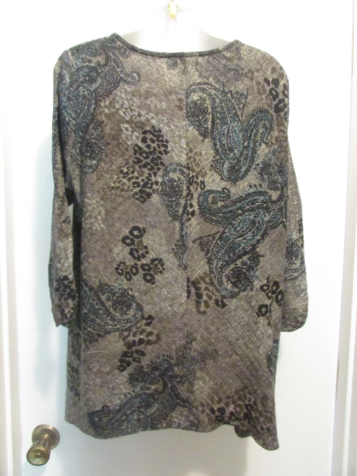 Top Paisley Alyx Taglia 1X Nero Grigio Teal Maniche 3 4 #463