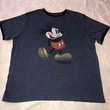Men  s XL Disney Parks Authentic Original Mickey Mouse Ringer T-Shirt Blue Retro