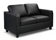 Matthew 2 Seater Black Sofas Faux Leather- Small Compact Max Sofas FREE DELIVERY