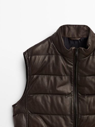 MASSIMO DUTTI man LIM.EDI MASSIMO DUTTI NAPPA LEATHER QUILTED GILET 3311/231 NWT - Picture 8 of 14