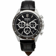 Seiko Spirit SBTR021 Black Dial Leather Band Chronograph Men's Watch