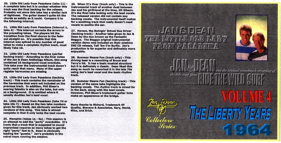 Jan and Dean- Collectors Series- VOLUME FOUR-  29 Tracks- RARE & BACK IN STOCK!! Foto 4 de 4