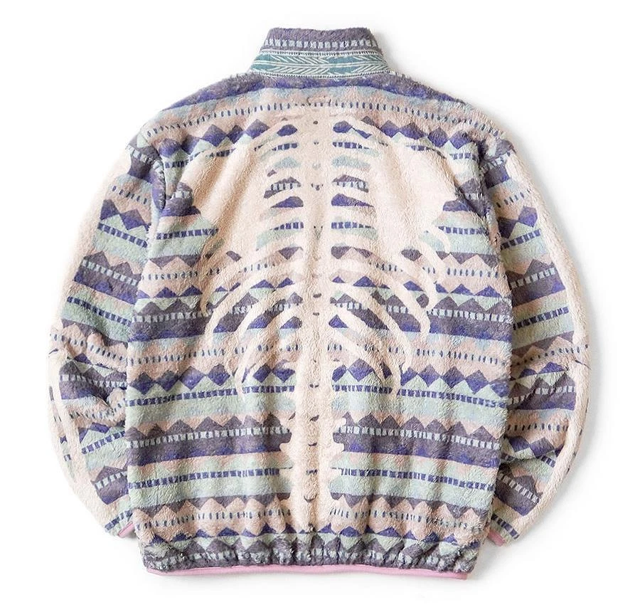 KAPITAL ashland stripe bone light fleece zip up blouson new purple - Image 2 of 4