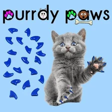 Soft Nail Caps For Cat Claws ( BLUE ) * Purrdy Paws Brand *4 Sizes