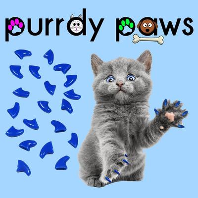 Soft Nail Caps For Cat Claws BLUE Purrdy Paws Brand *4 Sizes