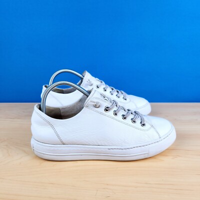Paul Green Hadley Platform Sneakers White Silver Mc Leather Women Size 