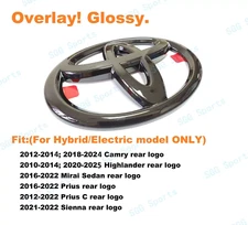 Gloss Black Toyota Logo OVERLAY emblem for HYBRID Camry Highlander Sienna Prius