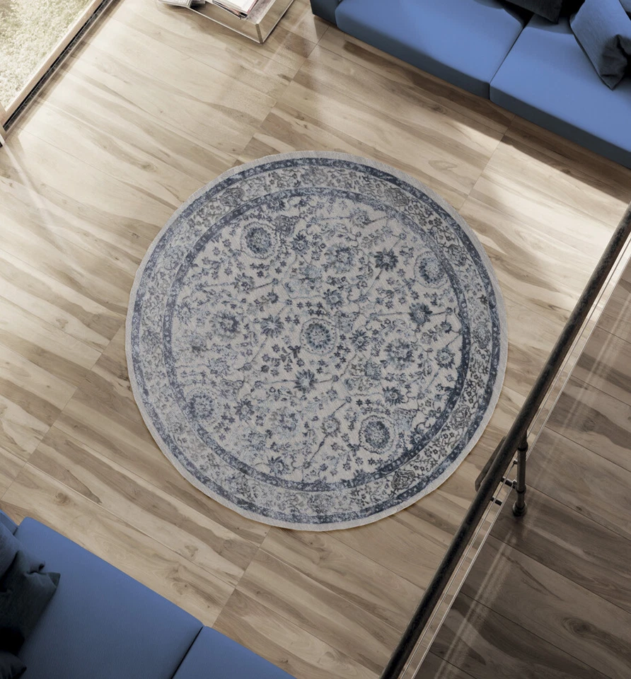 United Weavers Blue Petals Bulbs Vines Contemporary Area Rug Bordered 2601 10260 - Image 2 of 4