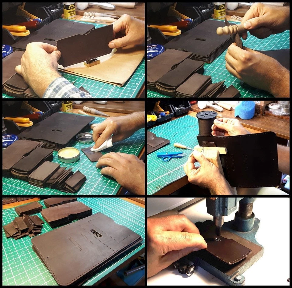 HANDCRAFTED OF FINEST LEATHER WAIST POUCH CASE COVER PLUS CARD POCKETS FOR PHONE - Image 4 of 4