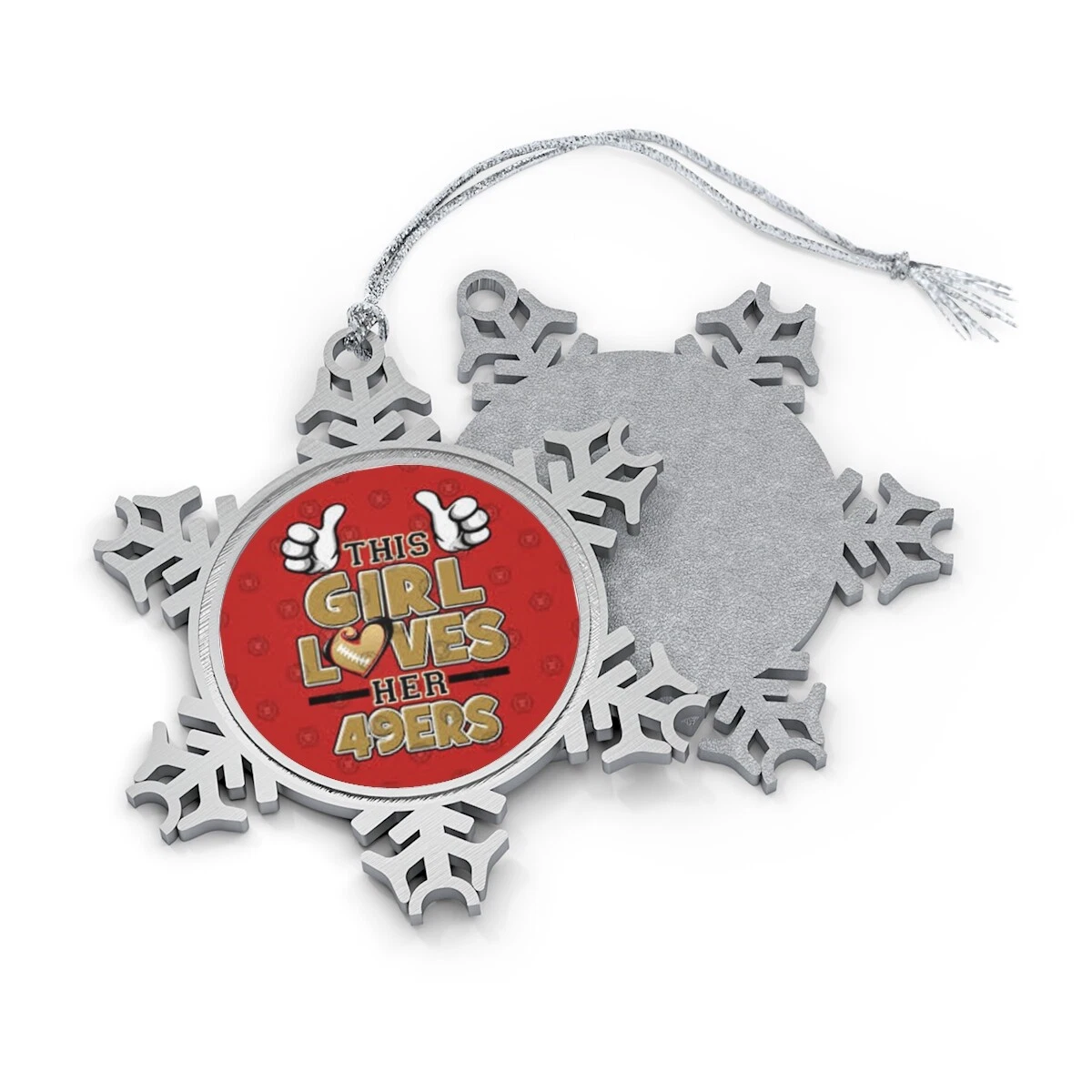 49ers Girl Pewter Snowflake Ornament