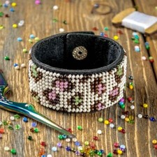 DIY Bead embroidery kit on artificial leather Bracelet